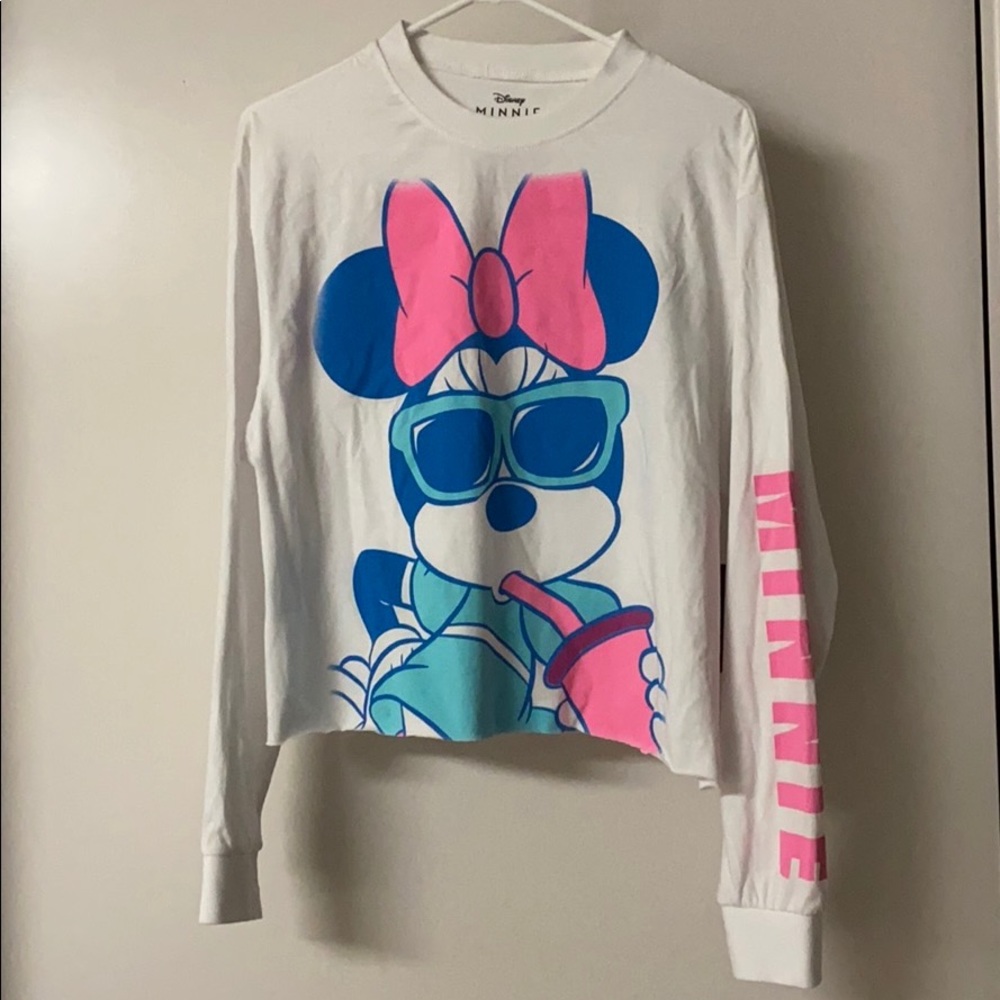 DISNEY Minnie Mouse Long Sleeve Cropped T-Shirt XL